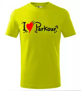 Pánské a dětské tričko I love Parkour limetkové