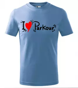 Pánské a dětské tričko I love Parkour azurové