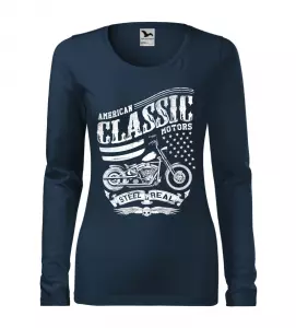 Dámské tričko s dlouhým rukávem American Classic Motors navy