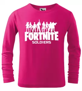 Dětské tričko Fortnite Soldiers s dlouhým rukávem růžové