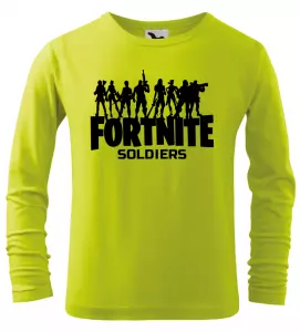 Dětské tričko Fortnite Soldiers s dlouhým rukávem limetkové