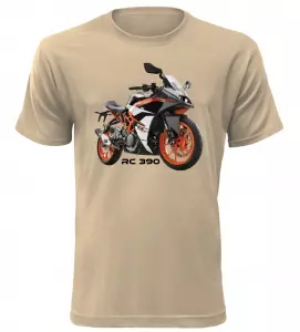 Pánské tričko s motorkou KTM RC 390 pískové