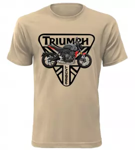 Pánské tričko s motorkou Triumph Trident 660 pískové