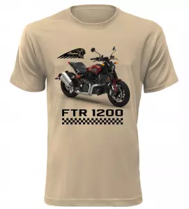 Pánské tričko s motorkou Indian FTR 1200 pískové