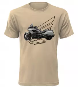 Pánské tričko s motorkou Honda GL1800 Gold Wing pískové