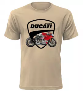 Pánské tričko s motorkou Ducati Panigale pískové