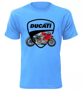 Pánské tričko s motorkou Ducati Panigale azurové