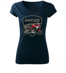 Dámské tričko s motorkou Ducati Multistrada V4 navy