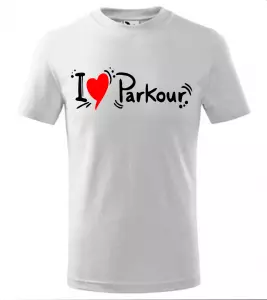 Pánské a dětské tričko I love Parkour bílé