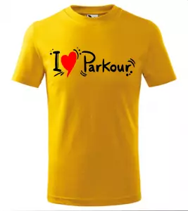 Pánské a dětské tričko I love Parkour žluté