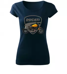 Dámské tričko s motorkou Ducati Scrambler navy