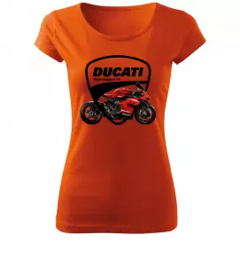 Dámské tričko s motorkou Ducati Superleggera V4 oranžové