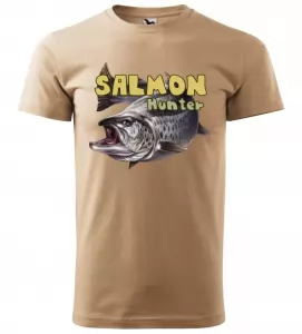 Rybářské tričko Salmon hunter pískové