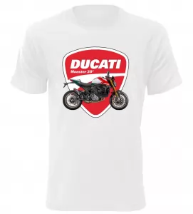 Pánské tričko s motorkou Ducati Monster 30° bílé