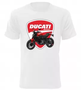 Pánské tričko s motorkou Ducati Monster bílé