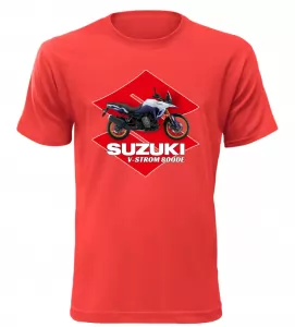 Pánské tričko s motorkou Suzuki V-Storm 800DE červené