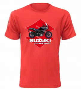 Pánské tričko s motorkou Suzuki V-Storm 1050XT červené