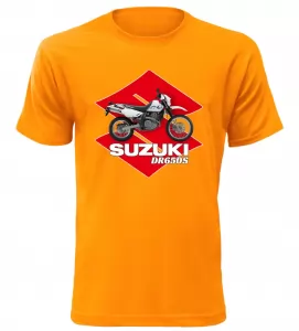 Pánské tričko s motorkou Suzuki DR650S oranžové