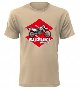 Pánské tričko s motorkou Suzuki DR650S pískové