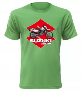 Pánské tričko s motorkou Suzuki DR650S zelené