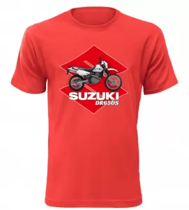 Pánské tričko s motorkou Suzuki DR650S červené