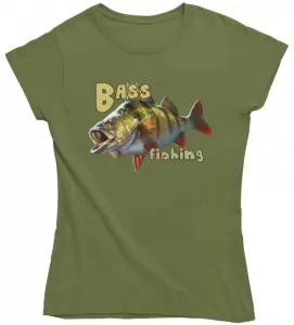 Dámské rybářské tričko Bass Fishing khaki