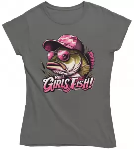 Dámské rybářské tričko Reel Girls Fish šedé