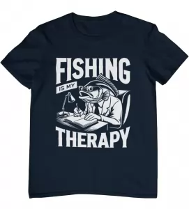 Rybářské tričko Fishing Is My Therapy navy