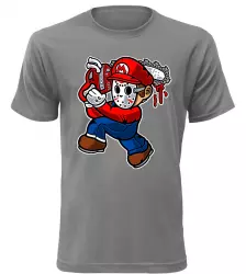 Pánské tričko šílený Mario šedé