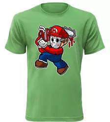 Pánské tričko šílený Mario zelené