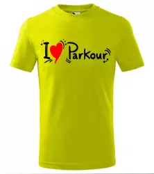 Pánské a dětské tričko I love Parkour limetkové