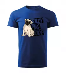 Pánské tričko s pejskem Crazy Pug Dude modré