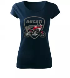 Dámské tričko s motorkou Ducati Multistrada V4 navy