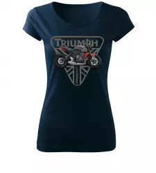 Dámské tričko s motorkou Triumph Trident 660 navy