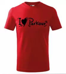 Pánské a dětské tričko I love Parkour červené