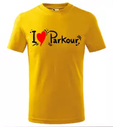 Pánské a dětské tričko I love Parkour žluté