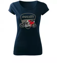 Dámské tričko s motorkou Ducati Panigale navy