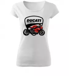 Dámské tričko s motorkou Ducati Superleggera V4 bílé