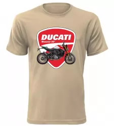 Pánské tričko s motorkou Ducati Monster 30° pískové