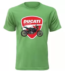 Pánské tričko s motorkou Ducati Monster 30° zelené