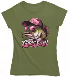 Dámské rybářské tričko Reel Girls Fish khaki