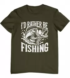 Rybářské tričko Id Rather Be Fishing khaki