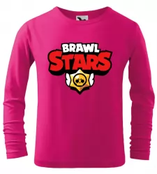 Dětské tričko Brawl Stars logo dlouhým rukávem malinové